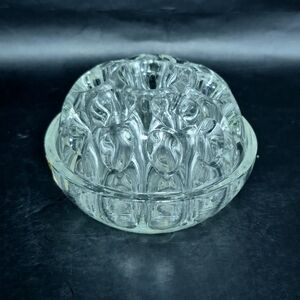 VMC Reims vintage clear glass flower frog, France
